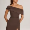 Robe courte asymétrique A-line en modal Suhana, couleur chocolat Robe courte asymétrique A-line en modal Suhana, couleur chocolat