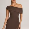 Robe courte asymétrique A-line en modal Suhana, couleur chocolat Robe courte asymétrique A-line en modal Suhana, couleur chocolat