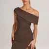 Robe courte asymétrique A-line en modal Suhana, couleur chocolat Robe courte asymétrique A-line en modal Suhana, couleur chocolat