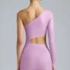 Robe courte asymétrique à découpes métalliques Zanab, rose violet Robe courte asymétrique à découpes métalliques Zanab, rose violet