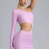 Robe courte asymétrique à découpes métalliques Zanab, rose violet Robe courte asymétrique à découpes métalliques Zanab, rose violet