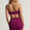 Robe courte asymétrique en jersey texturé Zephyr, couleur violet baie Robe courte asymétrique en jersey texturé Zephyr, couleur violet baie