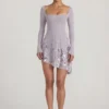 Robe courte asymétrique Lumiki à appliqués décoratifs, couleur lilas Robe courte asymétrique Lumiki à appliqués décoratifs, couleur lilas