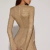 Robe courte asymétrique ornée Nevina, couleur or Robe courte asymétrique ornée Nevina, couleur or