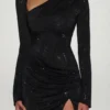 Robe courte asymétrique ornée Nevina en noir Robe courte asymétrique ornée Nevina en noir