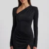 Robe courte asymétrique ornée Nevina en noir Robe courte asymétrique ornée Nevina en noir