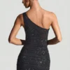 Robe courte asymétrique à ornements Zahira, couleur noire Robe courte asymétrique à ornements Zahira, couleur noire