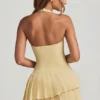 Robe courte asymétrique à volants et dos nu Rosaria, jaune pastel Robe courte asymétrique à volants et dos nu Rosaria, jaune pastel