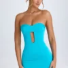 Robe courte bandeau Nikko à découpes, couleur turquoise Robe courte bandeau Nikko à découpes, couleur turquoise