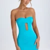 Robe courte bandeau Nikko à découpes, couleur turquoise Robe courte bandeau Nikko à découpes, couleur turquoise