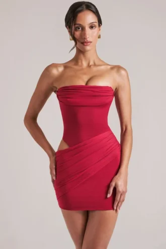 Robe courte bandeau Veda en rouge cerise