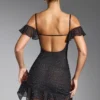 Robe courte Beaufort à épaules dénudées et ornements, couleur noire Robe courte Beaufort à épaules dénudées et ornements, couleur noire