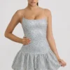 Robe courte Callie à ourlet bouffant orné, couleur argent Robe courte Callie à ourlet bouffant orné, couleur argent