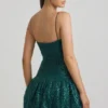 Robe courte Callie à ourlet bouffant orné, vert sarcelle Robe courte Callie à ourlet bouffant orné, vert sarcelle