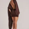 Robe courte cape drapée Lida en marron chocolat Robe courte cape drapée Lida en marron chocolat