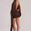 Robe courte cape drapée Lida en marron chocolat Robe courte cape drapée Lida en marron chocolat