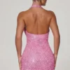 Robe courte à col bénitier Mabella avec détails en forme de cœurs, rose Robe courte à col bénitier Mabella avec détails en forme de cœurs, rose