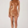 Robe courte à col haut ornée Romilly, couleur bronze Robe courte à col haut ornée Romilly, couleur bronze