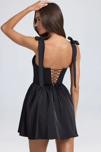 Robe courte à corset drapé Bellamy en noir
