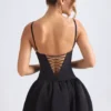 Robe courte corset à ourlet bouffant et lacets Anahita en noir Robe courte corset à ourlet bouffant et lacets Anahita en noir