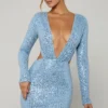 Robe courte à découpes ornée Marva en bleu clair Robe courte à découpes ornée Marva en bleu clair