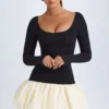 Robe courte Delphi en modal à encolure dégagée, taille basse et ourlet bouffant, couleur vanille Robe courte Delphi en modal à encolure dégagée, taille basse et ourlet bouffant, couleur vanille