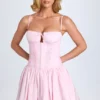 Robe Courte Dorothea à plis creux et froncés, couleur Blush