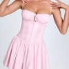 Robe Courte Dorothea à plis creux et froncés, couleur Blush