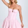 Robe Courte Dorothea à plis creux et froncés, couleur Blush