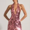 Robe courte dos nu Avenza ornée de paillettes, rose Robe courte dos nu Avenza ornée de paillettes, rose