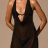 Robe courte dos nu à col bénitier Iona en noir Robe courte dos nu à col bénitier Iona en noir