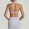 Robe courte dos nu à découpes ornées Lucia en blanc Robe courte dos nu à découpes ornées Lucia en blanc