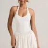 Robe courte dos nu à dos nu en modal Reanna, couleur blanche Robe courte dos nu à dos nu en modal Reanna, couleur blanche