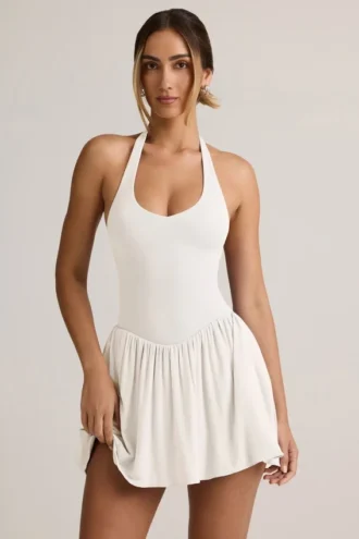 Robe courte dos nu à dos nu en modal Reanna, couleur blanche