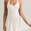 Robe courte dos nu à dos nu en modal Reanna, couleur blanche Robe courte dos nu à dos nu en modal Reanna, couleur blanche