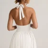 Robe courte dos nu à dos nu en modal Reanna, couleur blanche Robe courte dos nu à dos nu en modal Reanna, couleur blanche