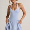 Robe courte dos nu à dos nu Reanna en modal bleu clair Robe courte dos nu à dos nu Reanna en modal bleu clair