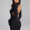 Robe courte dos nu en jersey moulant Luanni, couleur noire Robe courte dos nu en jersey moulant Luanni, couleur noire
