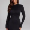 Robe courte dos nu en jersey moulant Luanni, couleur noire Robe courte dos nu en jersey moulant Luanni, couleur noire