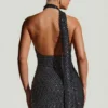 Robe courte dos nu Henrietta avec détail foulard orné, en noir Robe courte dos nu Henrietta avec détail foulard orné, en noir