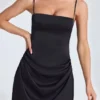 Robe courte drapée A-line Zoyna en noir