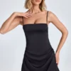 Robe courte drapée A-line Zoyna en noir