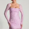 Robe courte drapée à col bénitier Marilla, rose pivoine Robe courte drapée à col bénitier Marilla, rose pivoine