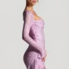 Robe courte drapée à col bénitier Marilla, rose pivoine Robe courte drapée à col bénitier Marilla, rose pivoine