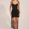 Robe courte drapée à corset Reeva en noir