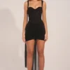 Robe courte drapée à corset Reeva en noir