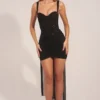 Robe courte drapée à corset Reeva en noir