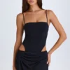 Robe courte drapée à découpes Shiloh en noir