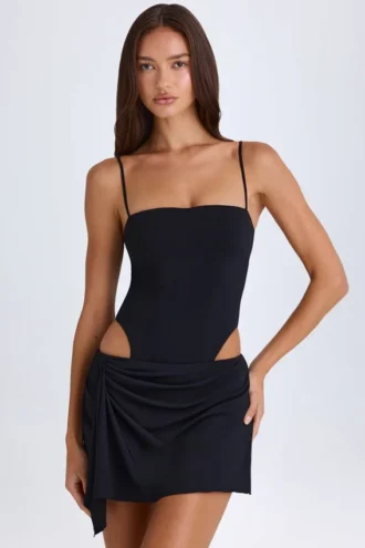 Robe courte drapée à découpes Shiloh en noir