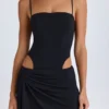 Robe courte drapée à découpes Shiloh en noir